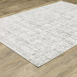 10' X 13' White And Grey Abstract Power Loom Stain Resistant Area Rug