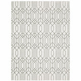 10' X 13' White And Grey Geometric Power Loom Stain Resistant Area Rug