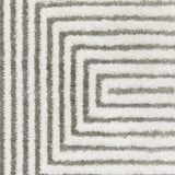 10' X 13' Grey And White Geometric Power Loom Stain Resistant Area Rug