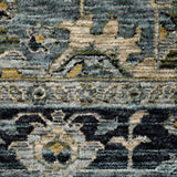 10' X 13' Blue Grey Beige Tan Green And Gold Oriental Power Loom Stain Resistant Area Rug With Fringe