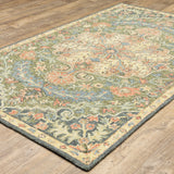 8' x 10' Blue and Green Oriental Hand Tufted Area Rug