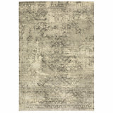 6' X 9' Grey Ivory Beige And Taupe Oriental Power Loom Stain Resistant Area Rug