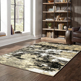 10' X 13' Grey Ivory Beige And Taupe Oriental Power Loom Stain Resistant Area Rug