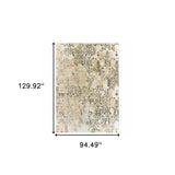 4' X 6' Black Gold Grey And Ivory Abstract Power Loom Stain Resistant Area Rug