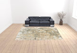 10' X 13' Grey And Gold Abstract Power Loom Stain Resistant Area Rug