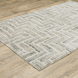 2' X 8' Beige And Ivory Geometric Power Loom Runner Rug
