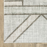 10' X 13' Gray And Ivory Geometric Power Loom Area Rug