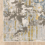 10' X 13' Grey Blue Beige Gold And Rust Abstract Power Loom Stain Resistant Area Rug