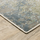 6' X 9' Blue Grey Green And Beige Abstract Power Loom Stain Resistant Area Rug
