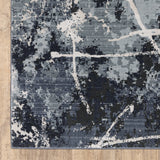 8' X 11' Blue Grey And Beige Abstract Power Loom Stain Resistant Area Rug