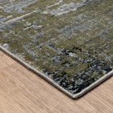 2' X 8' Blue Grey Beige And Brown Abstract Power Loom Stain Resistant Runner Rug