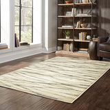 2' X 8' Ivory Sand And Ash Abstract Power Loom Stain Resistant Runner Rug