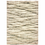 2' X 3' Ivory Sand And Ash Abstract Power Loom Stain Resistant Area Rug