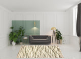 8' X 10' Ivory Sand And Ash Abstract Power Loom Stain Resistant Area Rug