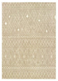 8' Sand And Ivory Geometric Power Loom Runner Rug