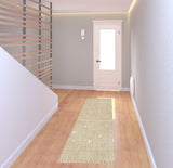 8' Sand And Ivory Geometric Power Loom Runner Rug