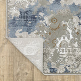 10' X 13' Blue Ivory Grey Brown Beige And Light Blue Abstract Power Loom Stain Resistant Area Rug