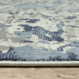 10' X 13' Grey Blue Ivory Navy Beige And Brown Abstract Power Loom Stain Resistant Area Rug