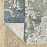 10' X 13' Grey Blue Ivory Navy Beige And Brown Abstract Power Loom Stain Resistant Area Rug