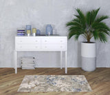 3' X 5' Grey Blue Ivory Brown And Navy Abstract Power Loom Stain Resistant Area Rug