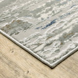 5' X 8' Blue Ivory Grey Light Blue And Brown Abstract Power Loom Stain Resistant Area Rug