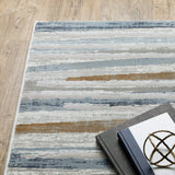 10' X 13' Blue Ivory Grey Light Blue And Brown Abstract Power Loom Stain Resistant Area Rug