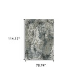 6' X 9' Ivory Grey Charcoal Blue And Navy Abstract Power Loom Stain Resistant Area Rug