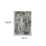 6' X 9' Ivory Grey Charcoal Blue And Navy Abstract Power Loom Stain Resistant Area Rug
