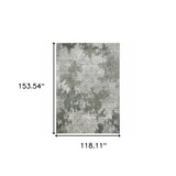 10' X 13' Ivory Grey Blue And Taupe Abstract Power Loom Stain Resistant Area Rug