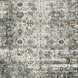 10' X 13' Ivory Grey Charcoal Rust Gold And Brown Oriental Power Loom Stain Resistant Area Rug