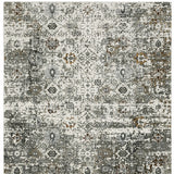 10' X 13' Ivory Grey Charcoal Rust Gold And Brown Oriental Power Loom Stain Resistant Area Rug