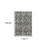 10' X 13' Gray And Ivory Oriental Power Loom Area Rug