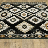 10' x 13' Black and Gray Oriental Power Loom Area Rug