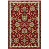 5' x 8' Red and Beige Oriental Power Loom Area Rug