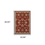 5' x 8' Red and Beige Oriental Power Loom Area Rug