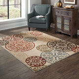 5' x 8' Red and Beige Oriental Power Loom Area Rug