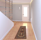 6' Blue and Red Oriental Power Loom Runner Rug