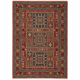 3' X 5' Red Black and White Oriental Power Loom Area Rug