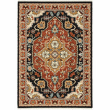 10' x 13' Red and Black Oriental Power Loom Area Rug