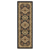 6' Blue and Beige Oriental Power Loom Runner Rug