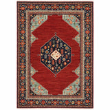 10' x 13' Red and Black Oriental Power Loom Area Rug