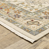 2' X 3' Gray And Ivory Oriental Power Loom Area Rug With Fringe