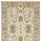 5' X 8' Brown And Ivory Oriental Power Loom Stain Resistant Area Rug With Fringe