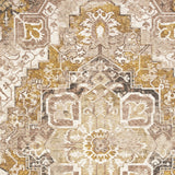 8' X 11' Gold And Ivory Oriental Power Loom Stain Resistant Area Rug With Fringe