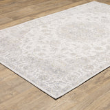 9' X 12' Gray And Ivory Abstract Power Loom Stain Resistant Area Rug