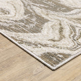 2' X 8' Charcoal Grey Grey Ivory Tan And Brown Abstract Power Loom Stain Resistant Runner Rug