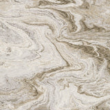 6' X 9' Beige And Ivory Abstract Power Loom Stain Resistant Area Rug
