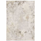 10' X 13' Beige Ivory Tan Grey And Brown Abstract Power Loom Stain Resistant Area Rug