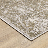 6' X 9' Grey Ivory Beige Charcoal Black Tan And Brown Abstract Power Loom Stain Resistant Area Rug