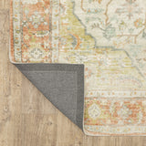 2' X 8' Ivory And Blue Floral Power Loom Stain Resistant Runner Rug